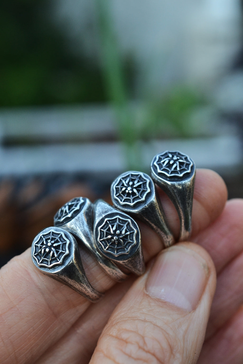 Spider in Web Signet Ring - Sterling Silver - Pre-Order in your Size!