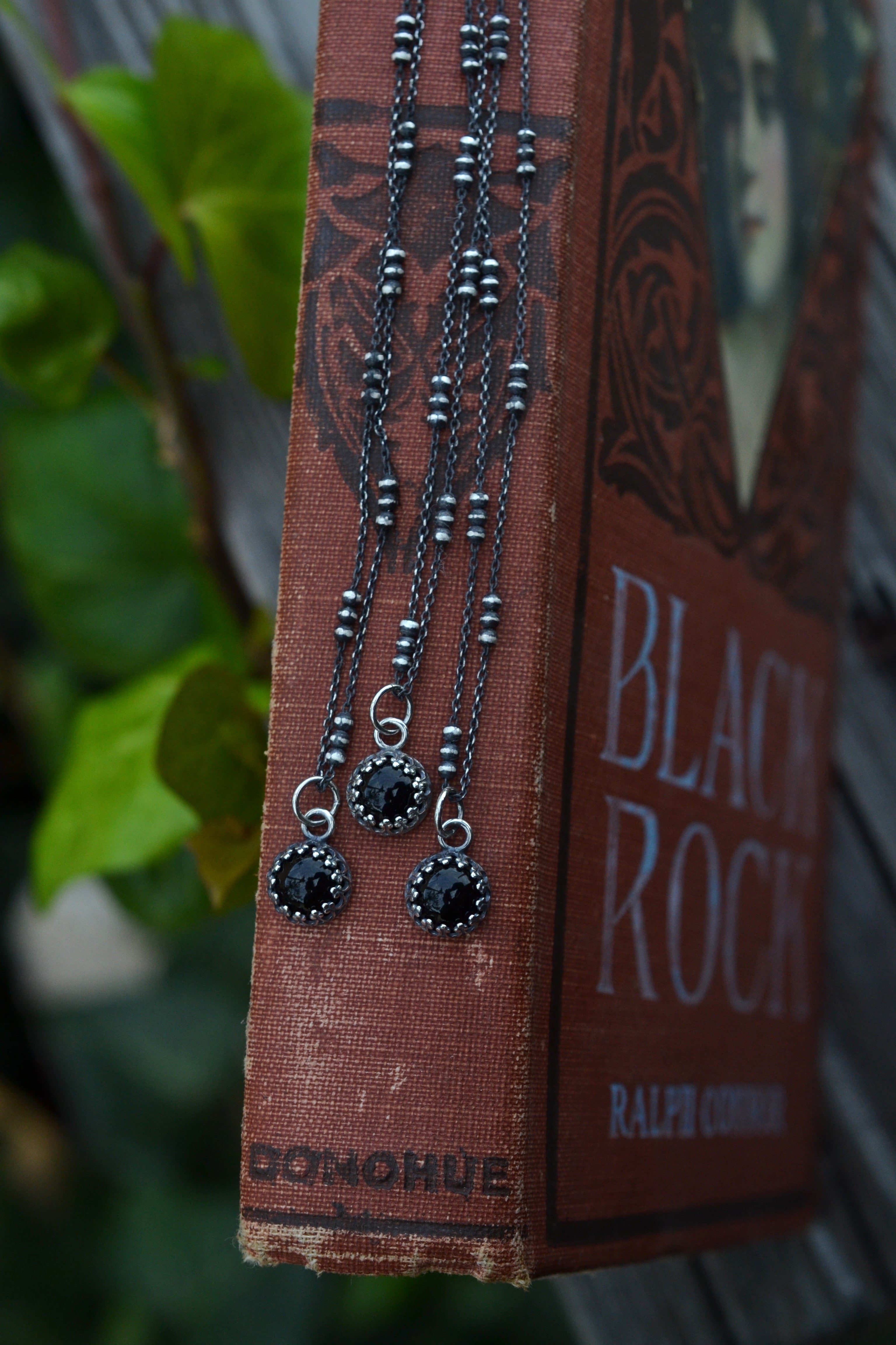 Delicate Gallery Charm Necklace - Black Onyx -   Chain Included