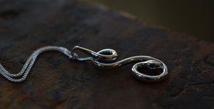 Coiled Snake Necklace -  Sterling Silver - 18” Chain Included