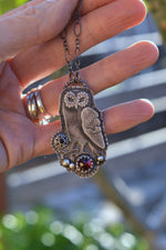 Sterling Silver Winter Owl Pendant -  18" Chain Included with 2" extender