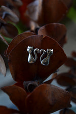 Black Cat Studs - Sterling Silver