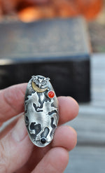 Headless Horseman with Moon and Bat - Size 7.25 - Sterling Silver - Carnelian