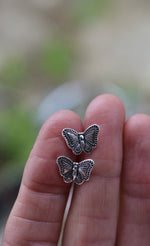 Only 1 pair left! Stamped Butterfly Earrings - Sterling Silver