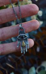 Crying Eye Hand Charm - Black Onyx - 18" Chain Included