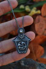 Garden Lantern Necklace - Black Mother of Pearl - 24" Chain