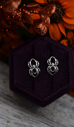 Black Onyx Spooky Spider Studs - Sterling Silver