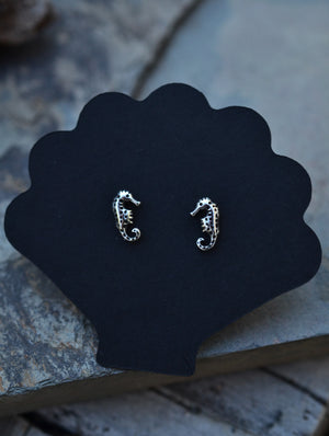 TINY Seahorse Studs - Sterling Silver