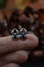 Black Onyx Spooky Spider Studs - Sterling Silver