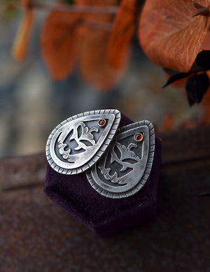 Jolly Jack-O-Lantern Post Style Earrings - Hessonite Garnet