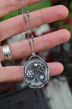 Skull Charm - Spider/Snowflake - Rainbow Moonstone - 18" Chain Included