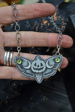 Jolly Jack-O-Lantern Moth- Peridot - 18" Chain Included
