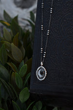 Crescent Moon Cameo Charm Necklace - Black Onyx - 16" Chain