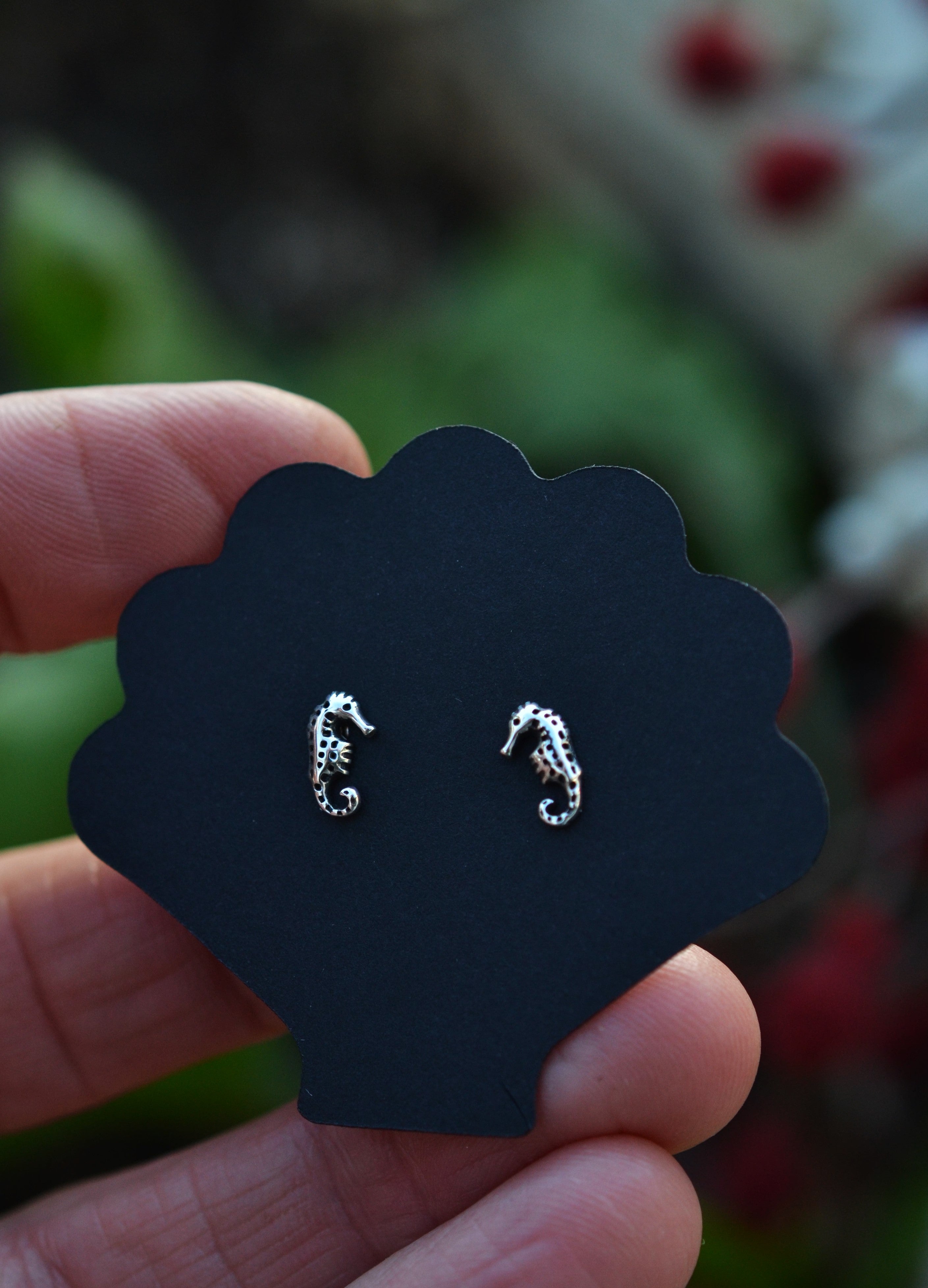 TINY Seahorse Studs - Sterling Silver