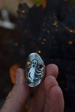 Spooky Spirit Ring  - Citrine and Black Onyx Gemstones - Will Fit Like a Size 8.5