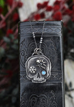 Skull Charm - Spider/Snowflake - Rainbow Moonstone - 18" Chain Included