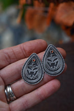 Jolly Jack-O-Lantern Post Style Earrings - Hessonite Garnet