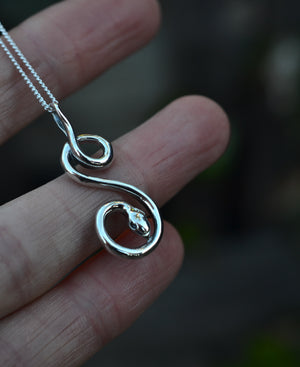 Coiled Snake Necklace -  Sterling Silver - 18” Chain Included