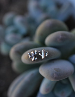 Flowering Saguaro Cactus Studs - Sterling Silver