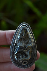 Hidden Treasure Ammonite in Pyrite Ring - Size 7.5 - Discounted from Original Price