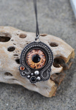 Kraken Necklace - Deep Sea Eye  - Carnelian and Black Onyx - 24" Curb Chain Included
