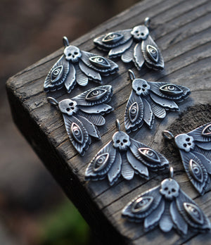 PRE-ORDER - Third Eye Moth Charm  - Sterling Silver - 18" Chain Included