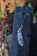 All Seeing Eye Feather Pendant - Rainbow Moonstone - 20" Chain