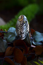 Scorpion King Ring - Black Star Diopside and Peridot - Size 10.5