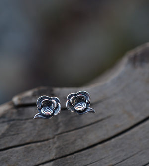 Swirling Storm Cloud Stud Earrings - Sterling Silver