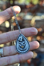 Jolly Jack-O-Lantern Charm Necklace - Citrine - 20" Chain Included