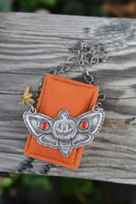 Jack-O-Lantern Moth- Carnelian - 16" Chain with 2" Extender to 18"