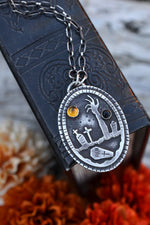Night of the Dead Graveyard Necklace - Citrine and Black Onyx - 18" Chain Included