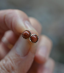 6mm Gemstone Studs - Goldstone