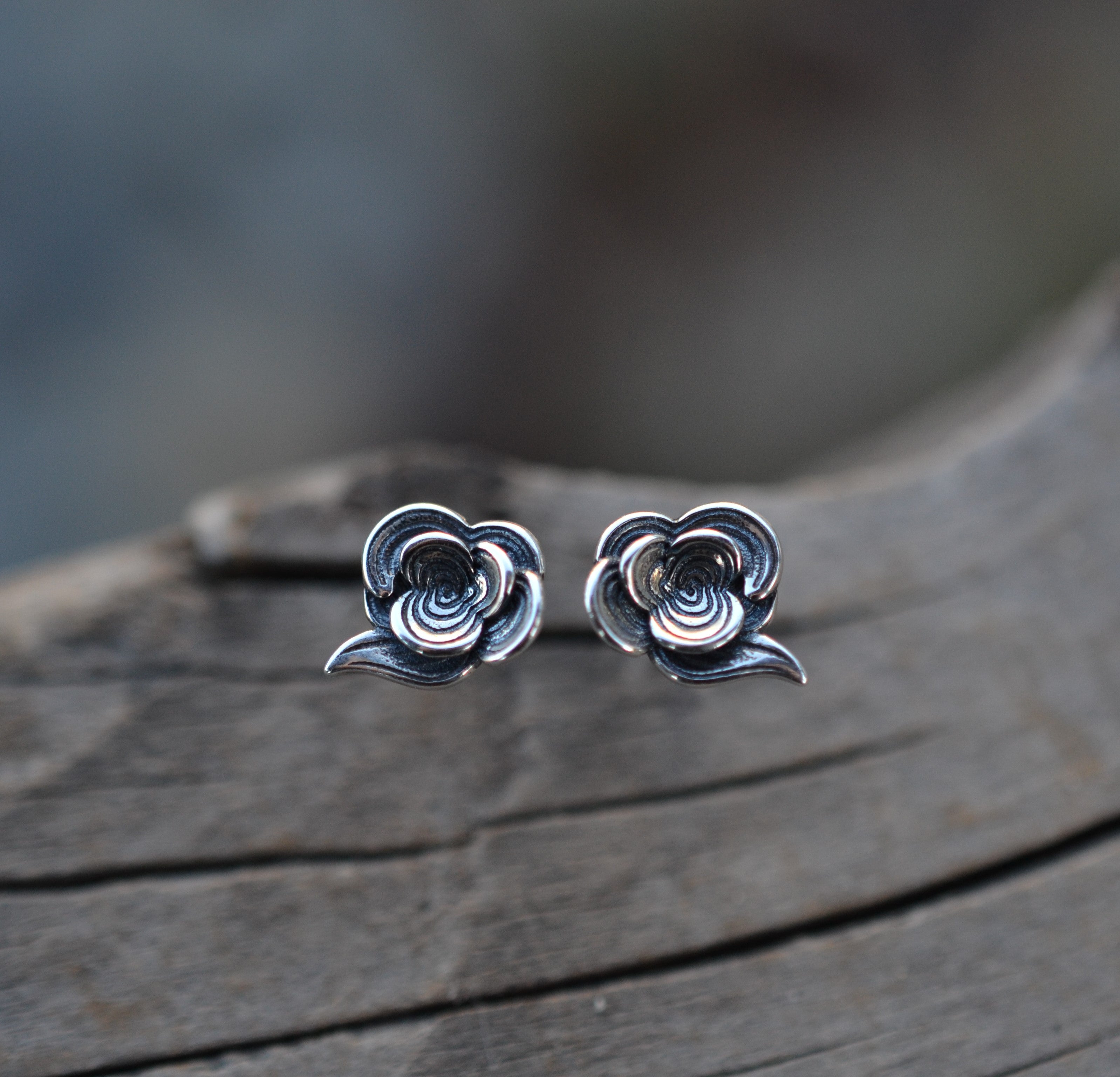 Swirling Storm Cloud Stud Earrings - Sterling Silver