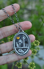 Night of the Dead Graveyard Necklace - Citrine and Black Onyx - 18" Chain Included