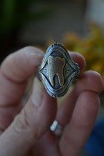 Gold Tooth Ring - Sterling Silver and Brass - Size 11 - Discounted from Original Price