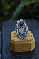 Anatomical Heart Cameo Ring - Garnet - Size 10