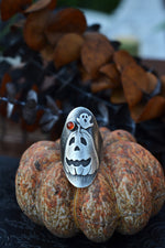 Jack-0-Lantern Ghost Ring - Hessonite Garnet - Will Fit Like a Size 9