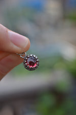 Delicate Gallery Charm Necklace - Garnet -  18" Chain Included