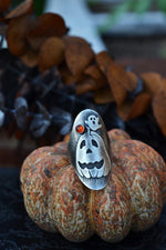 Jack-0-Lantern Ghost Ring - Hessonite Garnet - Will Fit Like a Size 9
