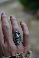 Scredy Cat / Jack-0-Lantern Ring - Black Onyx - Will Fit Like a Size 6