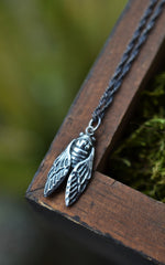 Cicada Charm necklace - Sterling Silver - 18" Twist Chain Included
