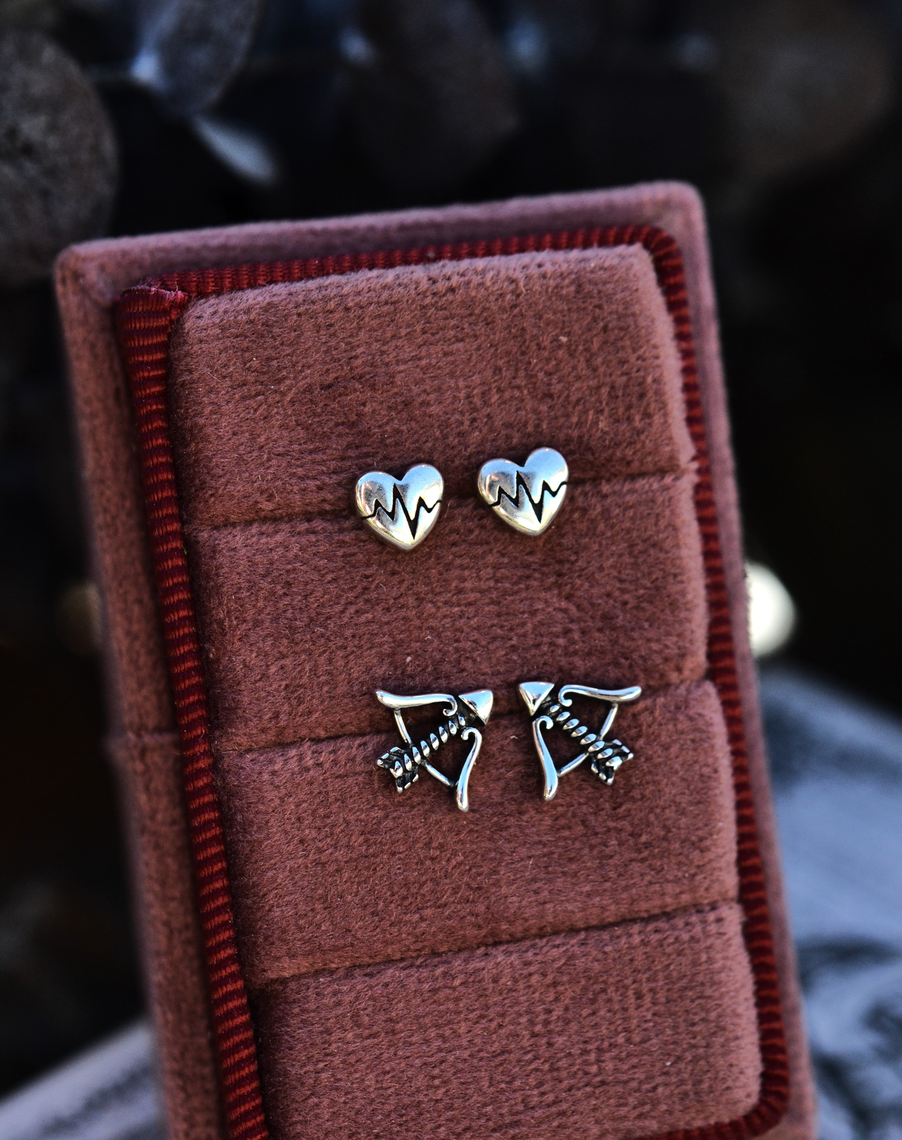 Bow and Arrow Stud Earrings - Sterling Silver