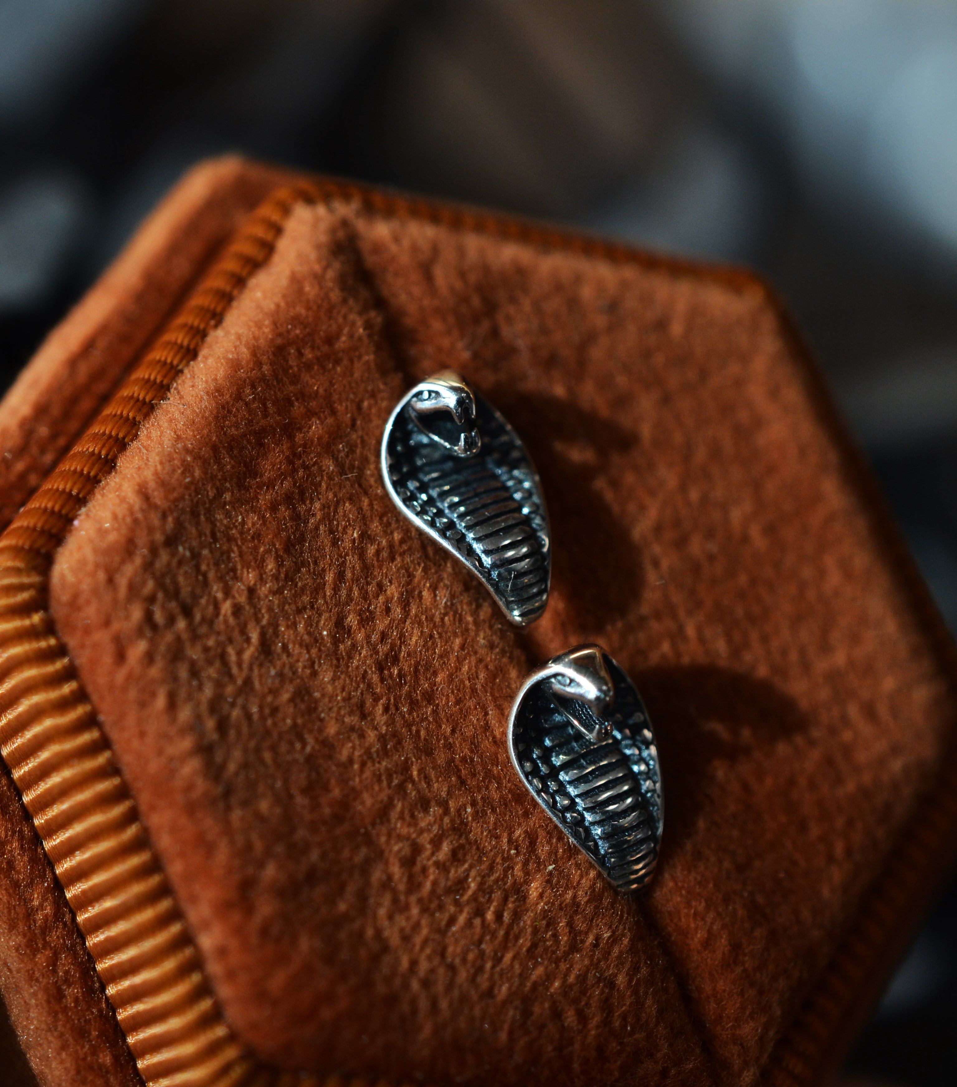 Cobra Snake Studs - Sterling Silver