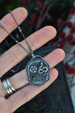 Skull Charm - Snake/Snowflake - Black Star Diopside - 18" Chain Included