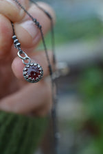 Delicate Gallery Charm Necklace - Garnet -  18" Chain Included