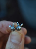 Only 1 Pair Left! Dark Spring Rabbit Head Studs - Sterling Silver
