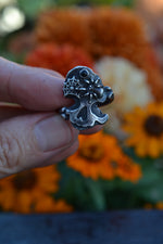 Halloween Skull and Bones Ring - Spider and Web - Black Onyx - Size 9.5