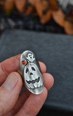 Jack-0-Lantern Ghost Ring - Hessonite Garnet - Will Fit Like a Size 9