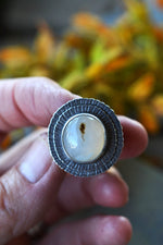 Manganese Agate Ring Size 7.5 - Dark Spring Throw Back - Discounted from Original Price