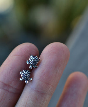 Sea Turtle Stud Earrings - Sterling Silver